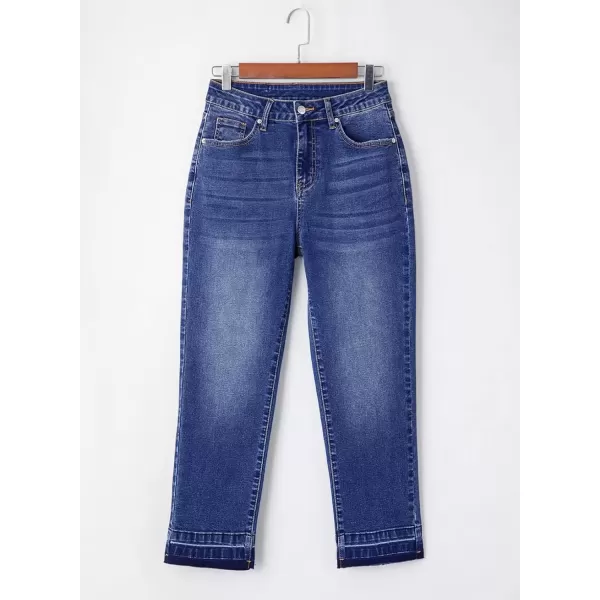 imageAstylish Womens High Waisted Straight Leg Ankle Jeans Casual Stretch Denim PantsJeans Blue