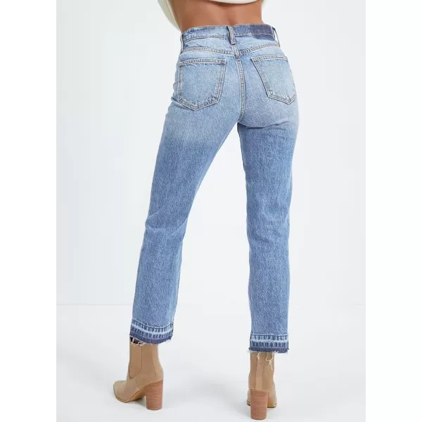 imageAstylish Womens High Waisted Straight Leg Ankle Jeans Casual Stretch Denim PantsLight Blue