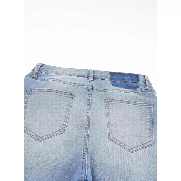 imageAstylish Womens High Waisted Straight Leg Ankle Jeans Casual Stretch Denim PantsSky Blue