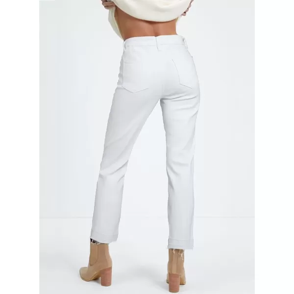imageAstylish Womens High Waisted Straight Leg Ankle Jeans Casual Stretch Denim PantsWhite