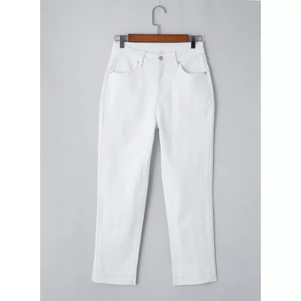 imageAstylish Womens High Waisted Straight Leg Ankle Jeans Casual Stretch Denim PantsWhite