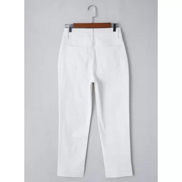 imageAstylish Womens High Waisted Straight Leg Ankle Jeans Casual Stretch Denim PantsWhite