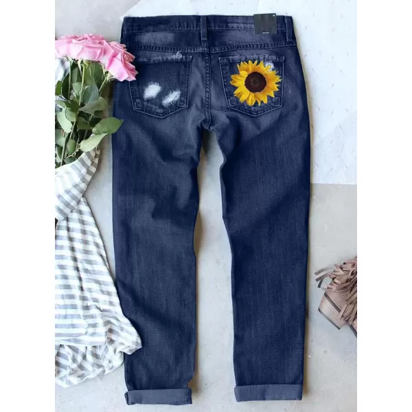 imageAstylish Womens Plaid Patch Ripped Boyfriend Distressed Stretch Skinny Denim Jeans with HoleA02 Blue