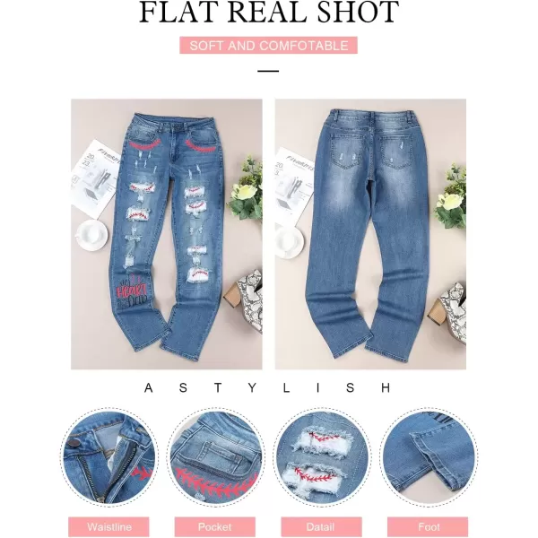 imageAstylish Womens Plaid Patch Ripped Boyfriend Distressed Stretch Skinny Denim Jeans with HoleG10 Blue
