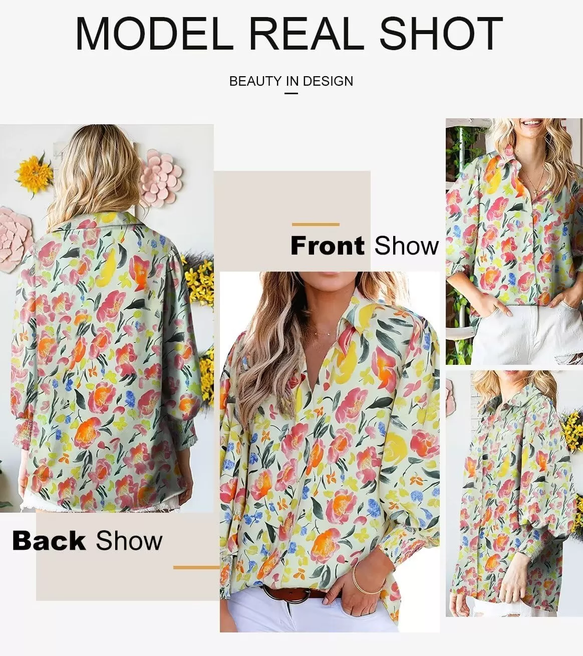 imageAstylish Women 2024 Loose VNeck Shirts Paisley Print Lantern Sleeve Blouse TopsYellow