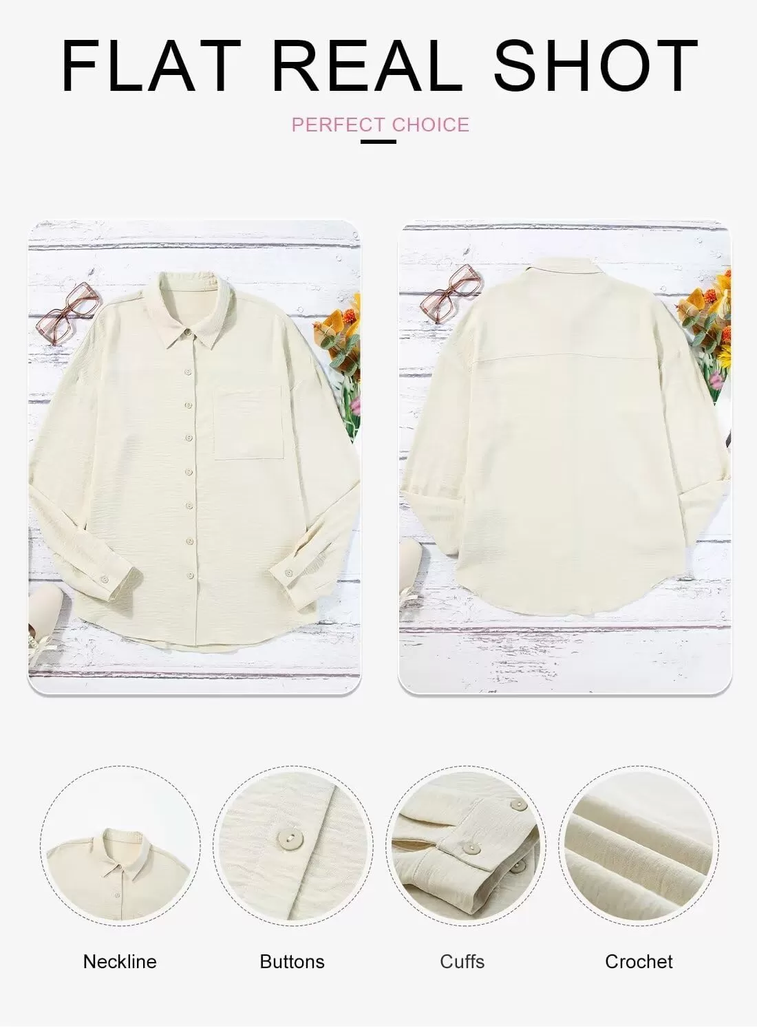 imageAstylish Women Casual V Neck Button Down Silk Shirt Long Sleeve Color Block Blouse Tunic TopsS Beige