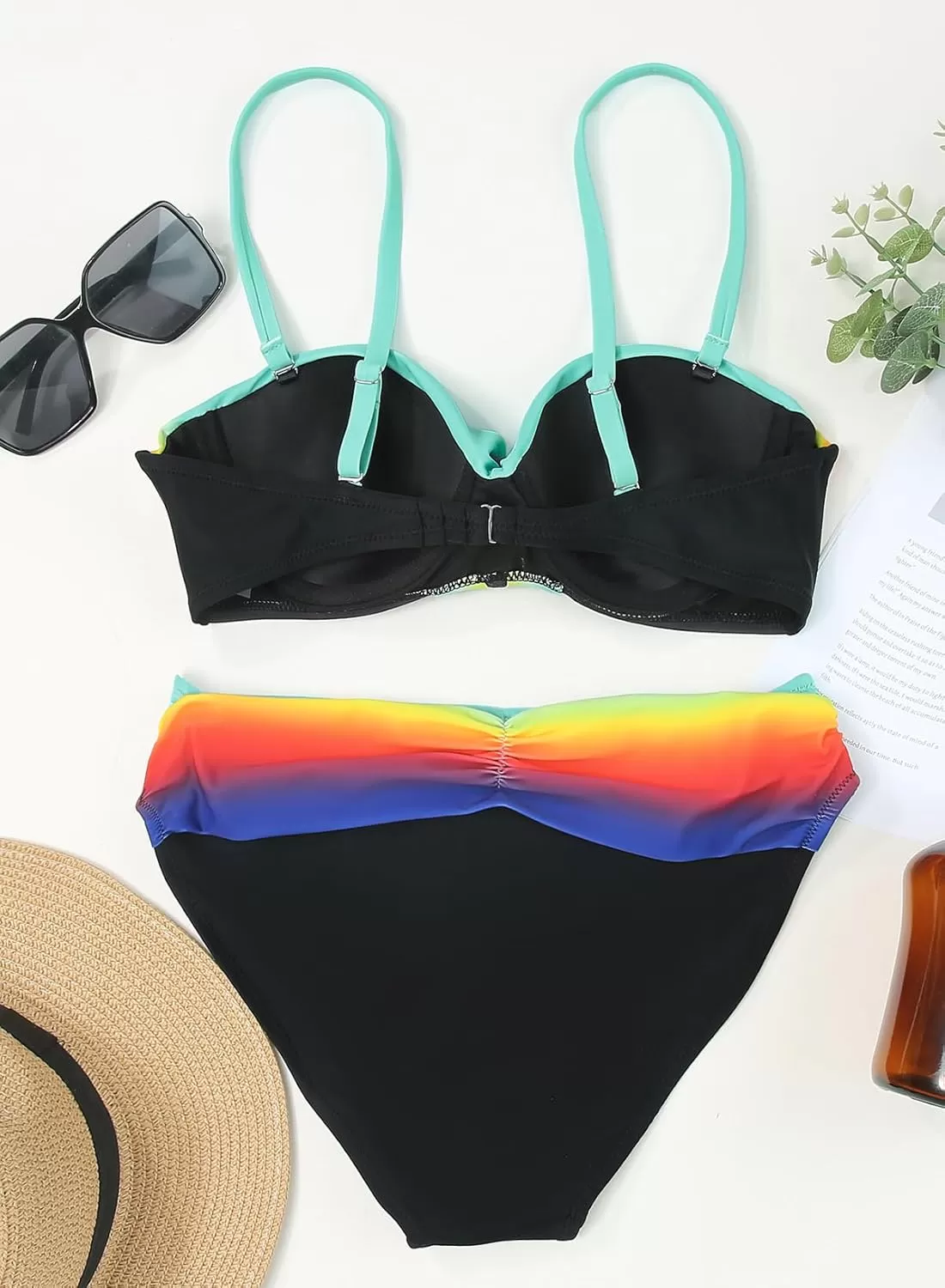 imageAstylish Women Push Up Two Piece Bikini Swimsuits Padded Swimwear Bathing SuitYzstriped Multicolor
