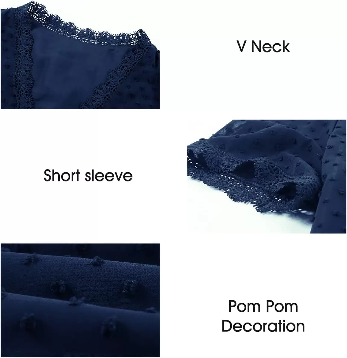 imageAstylish Womens 2023 Lace V Neck Tunic Tank Tops Casual Sleeveless Shirt BlouseU Blue