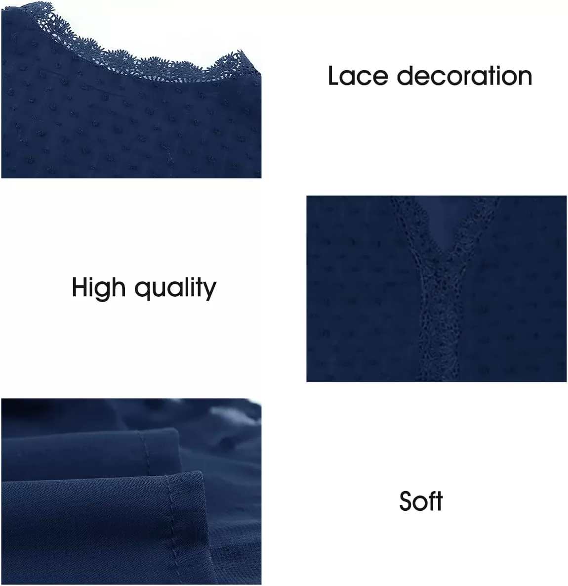 imageAstylish Womens 2023 Lace V Neck Tunic Tank Tops Casual Sleeveless Shirt BlouseU Blue