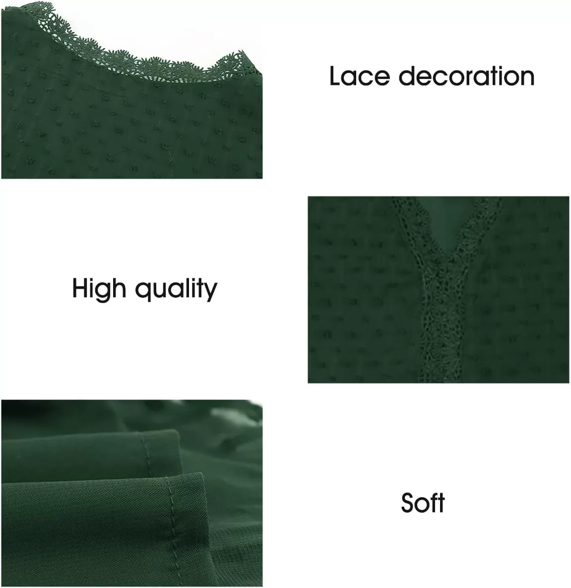 imageAstylish Womens 2023 Lace V Neck Tunic Tank Tops Casual Sleeveless Shirt BlouseU Green
