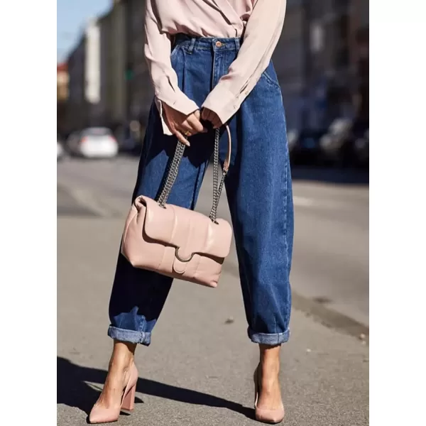 imageAstylish Jeans for Women Trendy High Waisted Pull On Stretchy Mom Cropped Denim Pants Blue Size 12