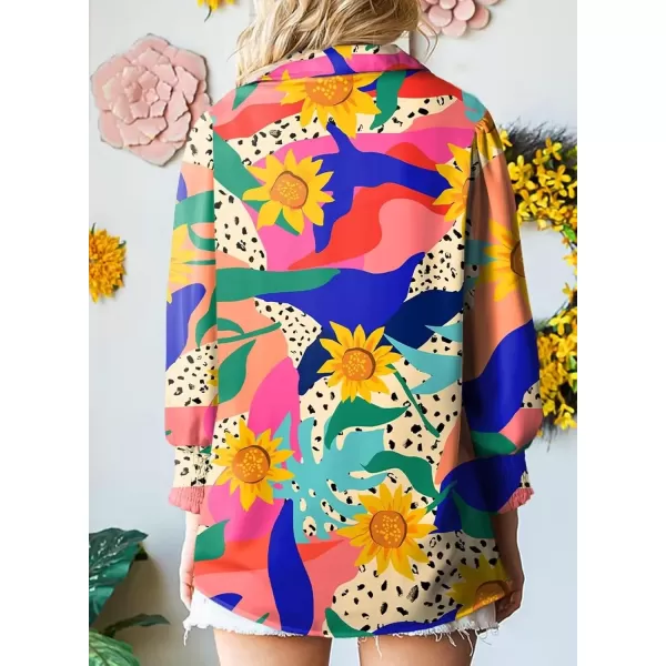imageAstylish Women 2024 Loose VNeck Shirts Paisley Print Lantern Sleeve Blouse TopsOrange