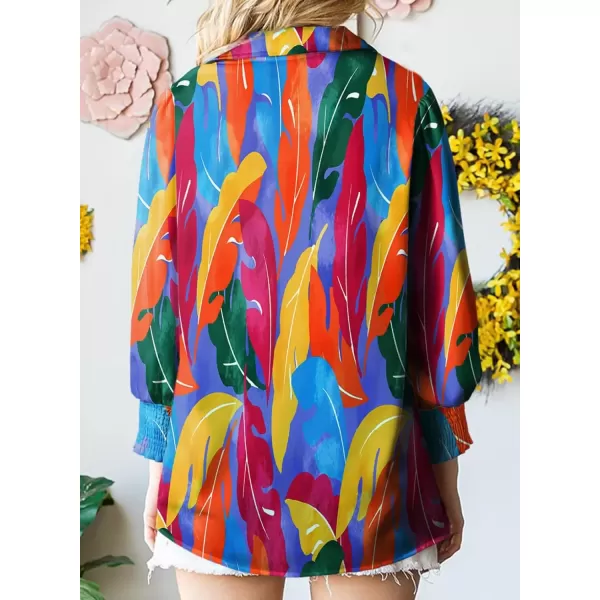 imageAstylish Women 2024 Loose VNeck Shirts Paisley Print Lantern Sleeve Blouse TopsPink
