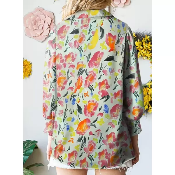 imageAstylish Women 2024 Loose VNeck Shirts Paisley Print Lantern Sleeve Blouse TopsYellow