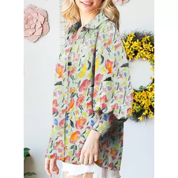 imageAstylish Women 2024 Loose VNeck Shirts Paisley Print Lantern Sleeve Blouse TopsYellow