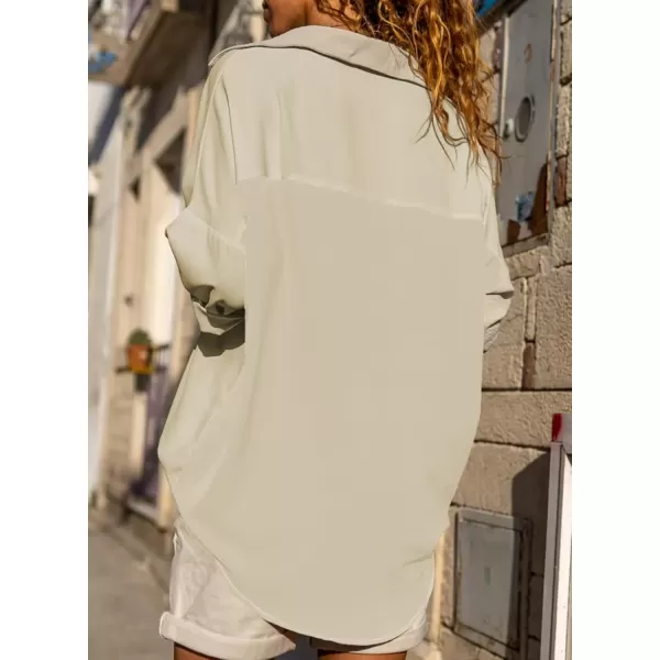imageAstylish Women Casual V Neck Button Down Silk Shirt Long Sleeve Color Block Blouse Tunic TopsS Beige