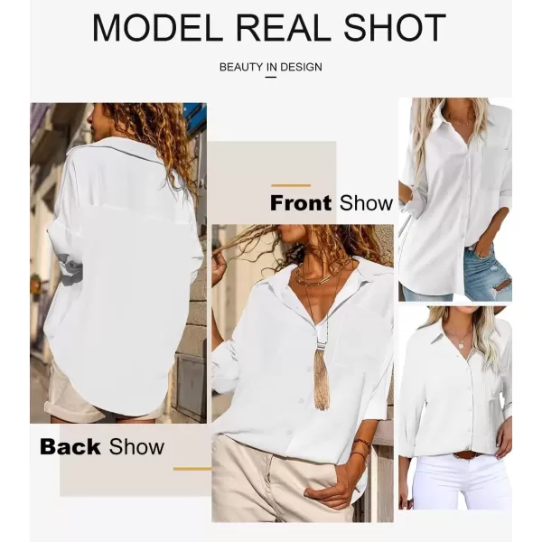 imageAstylish Women Casual V Neck Button Down Silk Shirt Long Sleeve Color Block Blouse Tunic TopsSolid White