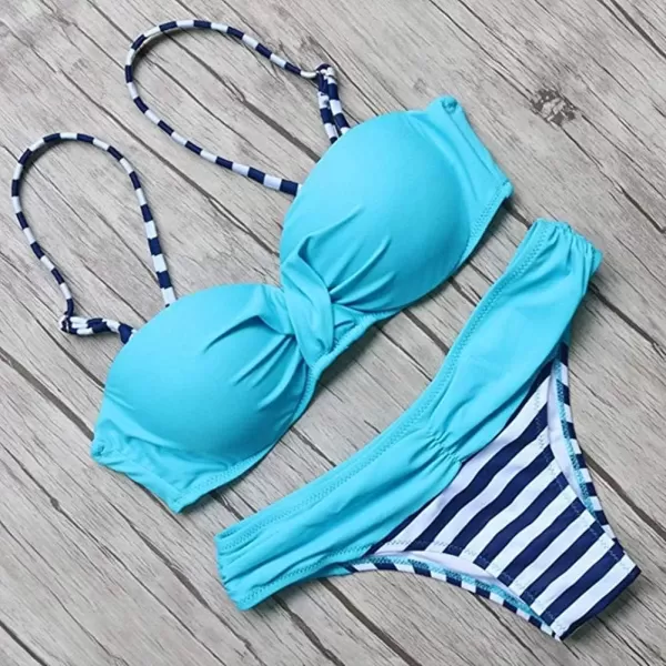 imageAstylish Women Push Up Two Piece Bikini Swimsuits Padded Swimwear Bathing SuitBlue