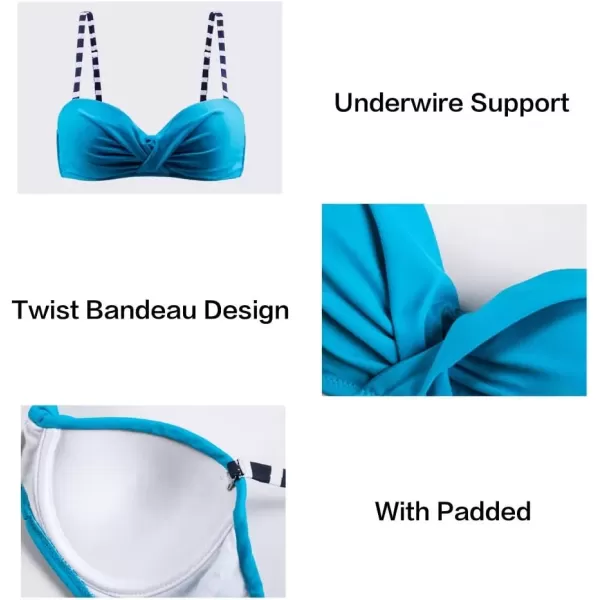 imageAstylish Women Push Up Two Piece Bikini Swimsuits Padded Swimwear Bathing SuitBlue