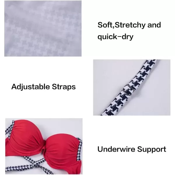 imageAstylish Women Push Up Two Piece Bikini Swimsuits Padded Swimwear Bathing SuitRed