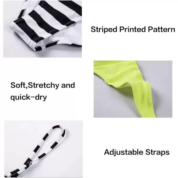 imageAstylish Women Push Up Two Piece Bikini Swimsuits Padded Swimwear Bathing SuitStripe Yellow