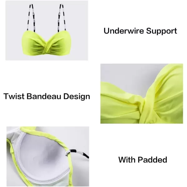 imageAstylish Women Push Up Two Piece Bikini Swimsuits Padded Swimwear Bathing SuitStripe Yellow