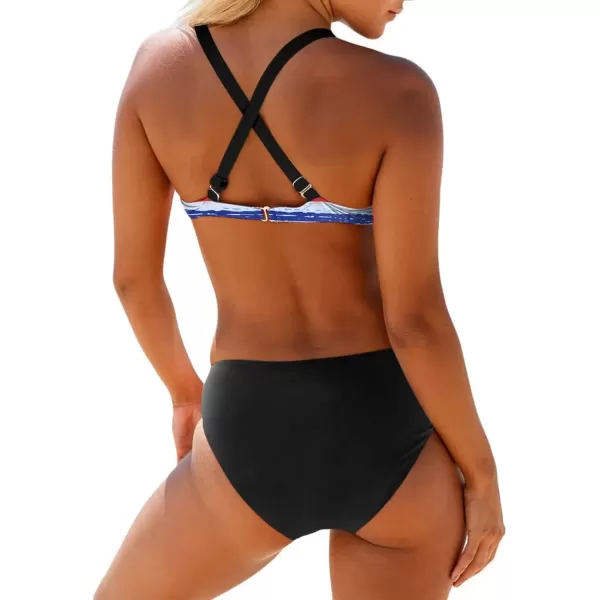 imageAstylish Women Push Up Two Piece Bikini Swimsuits Padded Swimwear Bathing SuitT Black