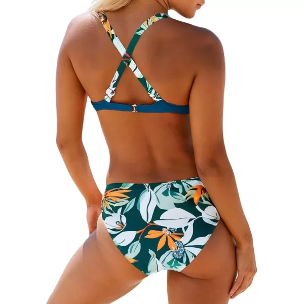 imageAstylish Women Push Up Two Piece Bikini Swimsuits Padded Swimwear Bathing SuitT Blackish Green