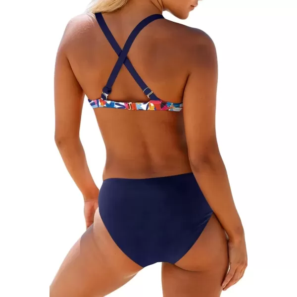 imageAstylish Women Push Up Two Piece Bikini Swimsuits Padded Swimwear Bathing SuitT Deep Blue