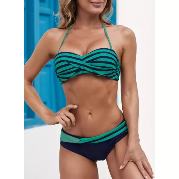 imageAstylish Women Push Up Two Piece Bikini Swimsuits Padded Swimwear Bathing SuitW Green