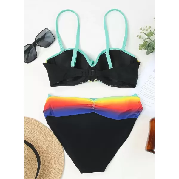 imageAstylish Women Push Up Two Piece Bikini Swimsuits Padded Swimwear Bathing SuitYzstriped Multicolor