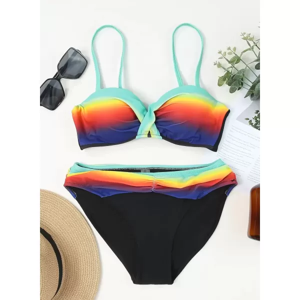 imageAstylish Women Push Up Two Piece Bikini Swimsuits Padded Swimwear Bathing SuitYzstriped Multicolor