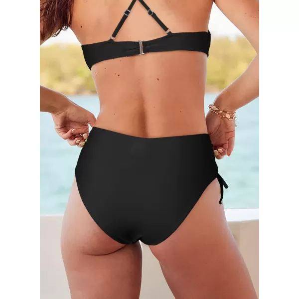imageAstylish Women Push Up Two Piece Bikini Swimsuits Padded Swimwear Bathing SuitZu Black