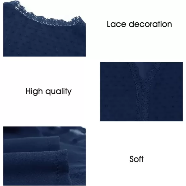 imageAstylish Womens 2023 Lace V Neck Tunic Tank Tops Casual Sleeveless Shirt BlouseU Blue
