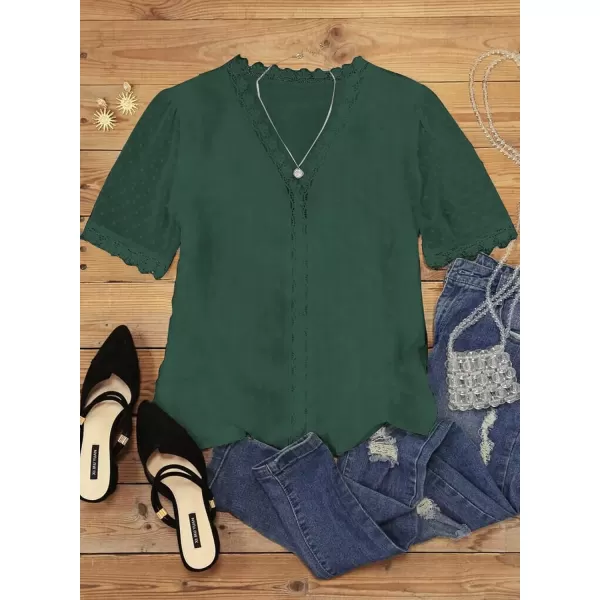 imageAstylish Womens 2023 Lace V Neck Tunic Tank Tops Casual Sleeveless Shirt BlouseU Green