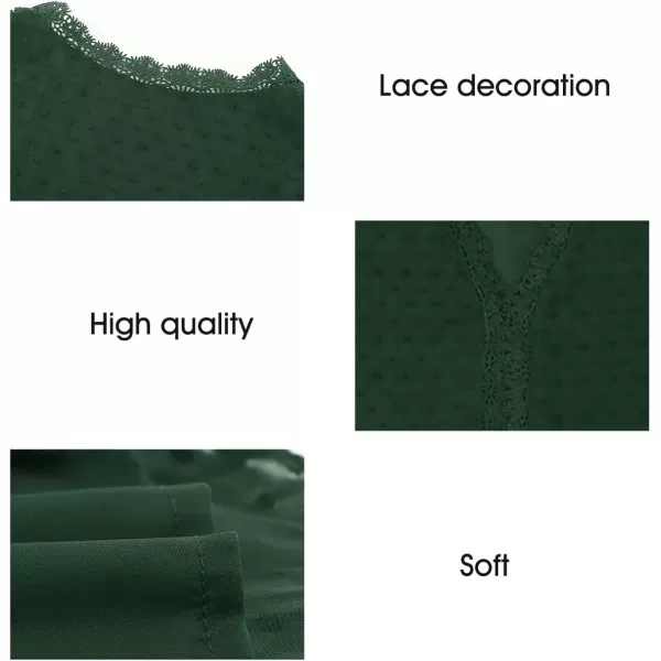 imageAstylish Womens 2023 Lace V Neck Tunic Tank Tops Casual Sleeveless Shirt BlouseU Green