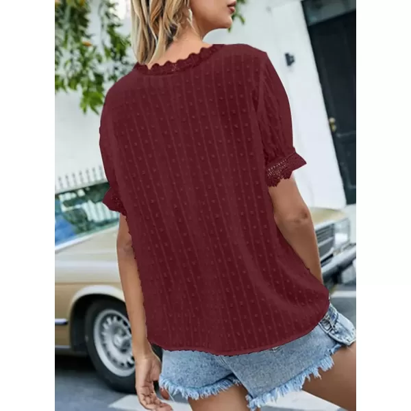 imageAstylish Womens 2023 Lace V Neck Tunic Tank Tops Casual Sleeveless Shirt BlouseU Red