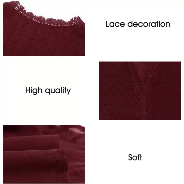 imageAstylish Womens 2023 Lace V Neck Tunic Tank Tops Casual Sleeveless Shirt BlouseU Red