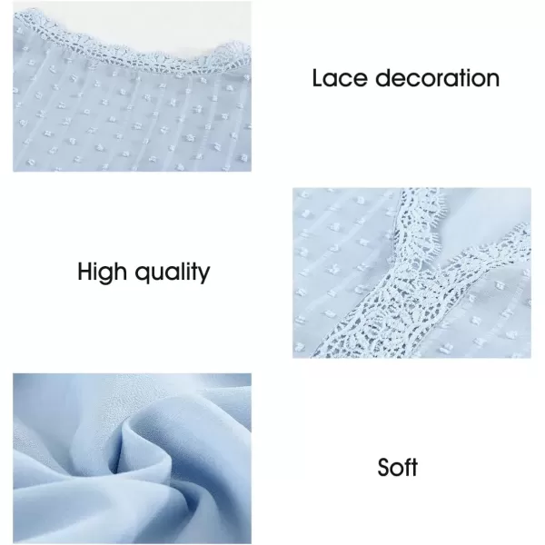 imageAstylish Womens 2023 Lace V Neck Tunic Tank Tops Casual Sleeveless Shirt BlouseU Sky Blue