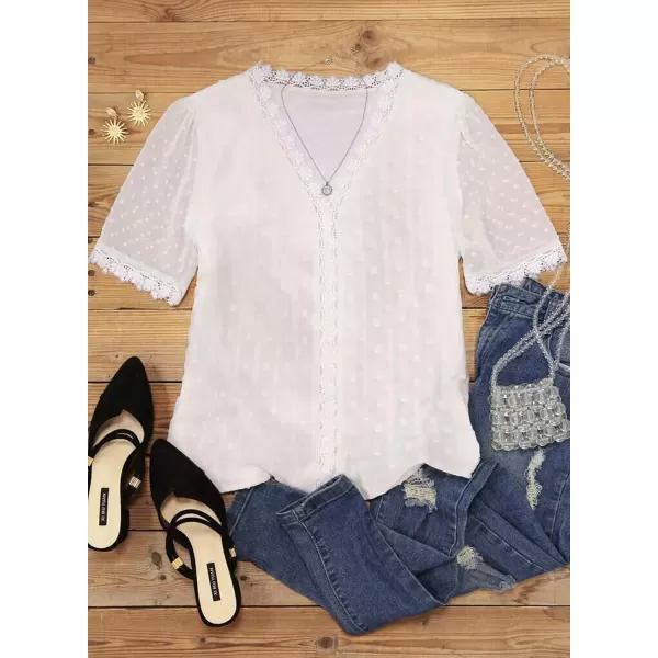 imageAstylish Womens 2023 Lace V Neck Tunic Tank Tops Casual Sleeveless Shirt BlouseU White