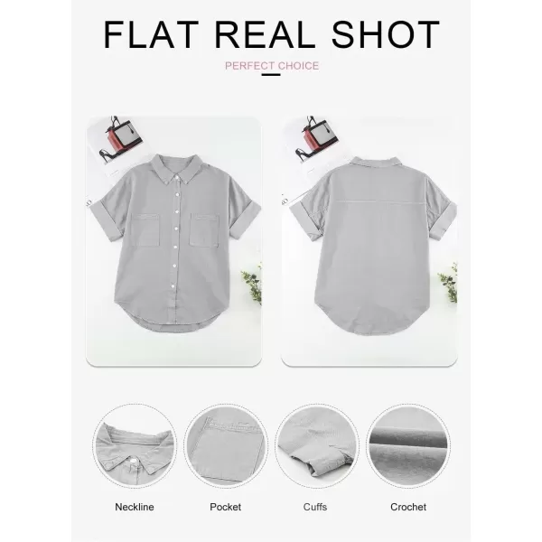 imageAstylish Womens Button Down Shirts V Neck Loose Casual ShirtBlack