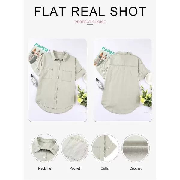imageAstylish Womens Button Down Shirts V Neck Loose Casual ShirtN Khaki