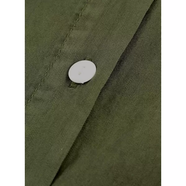 imageAstylish Womens Button Down Shirts V Neck Loose Casual ShirtT Green
