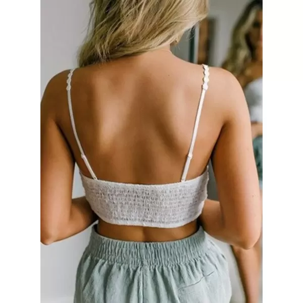 imageAstylish Womens Comfort V Neck Breathable Floral Lace Bralette Ladies Elastic Straps Wirefree Full Coverage Bra White Large