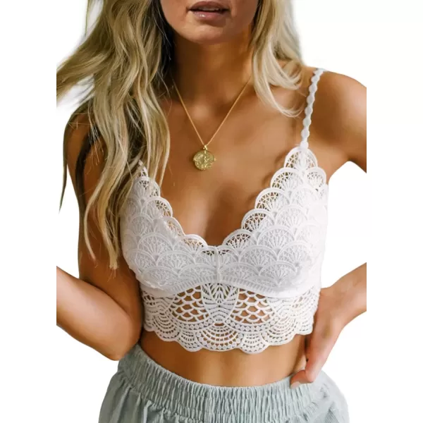 imageAstylish Womens Comfort V Neck Breathable Floral Lace Bralette Ladies Elastic Straps Wirefree Full Coverage Bra White Large