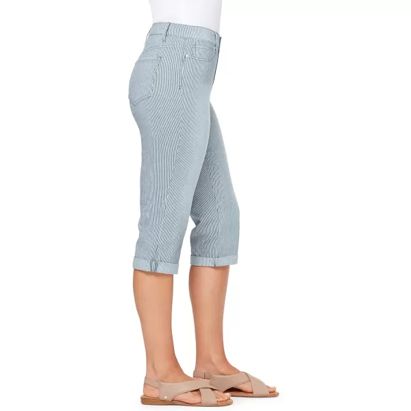 imageGloria Vanderbilt Womens Rail Straight CapriLos Feliz Railroad Stripe  Button Fly