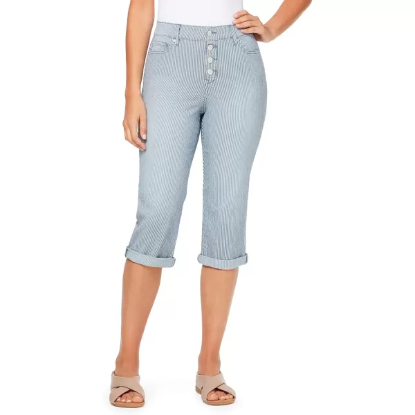 imageGloria Vanderbilt Womens Rail Straight CapriLos Feliz Railroad Stripe  Button Fly