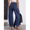 imageAstylish Womens Baggy Boyfriend Jeans Wide Leg High Waisted Barrel Vintage Trendy Denim Ankle PantsBluing