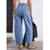 imageAstylish Womens Baggy Boyfriend Jeans Wide Leg High Waisted Barrel Vintage Trendy Denim Ankle PantsDusk Blue