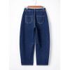 imageAstylish Womens Baggy Boyfriend Jeans Wide Leg High Waisted Barrel Vintage Trendy Denim Ankle PantsNavy Blue